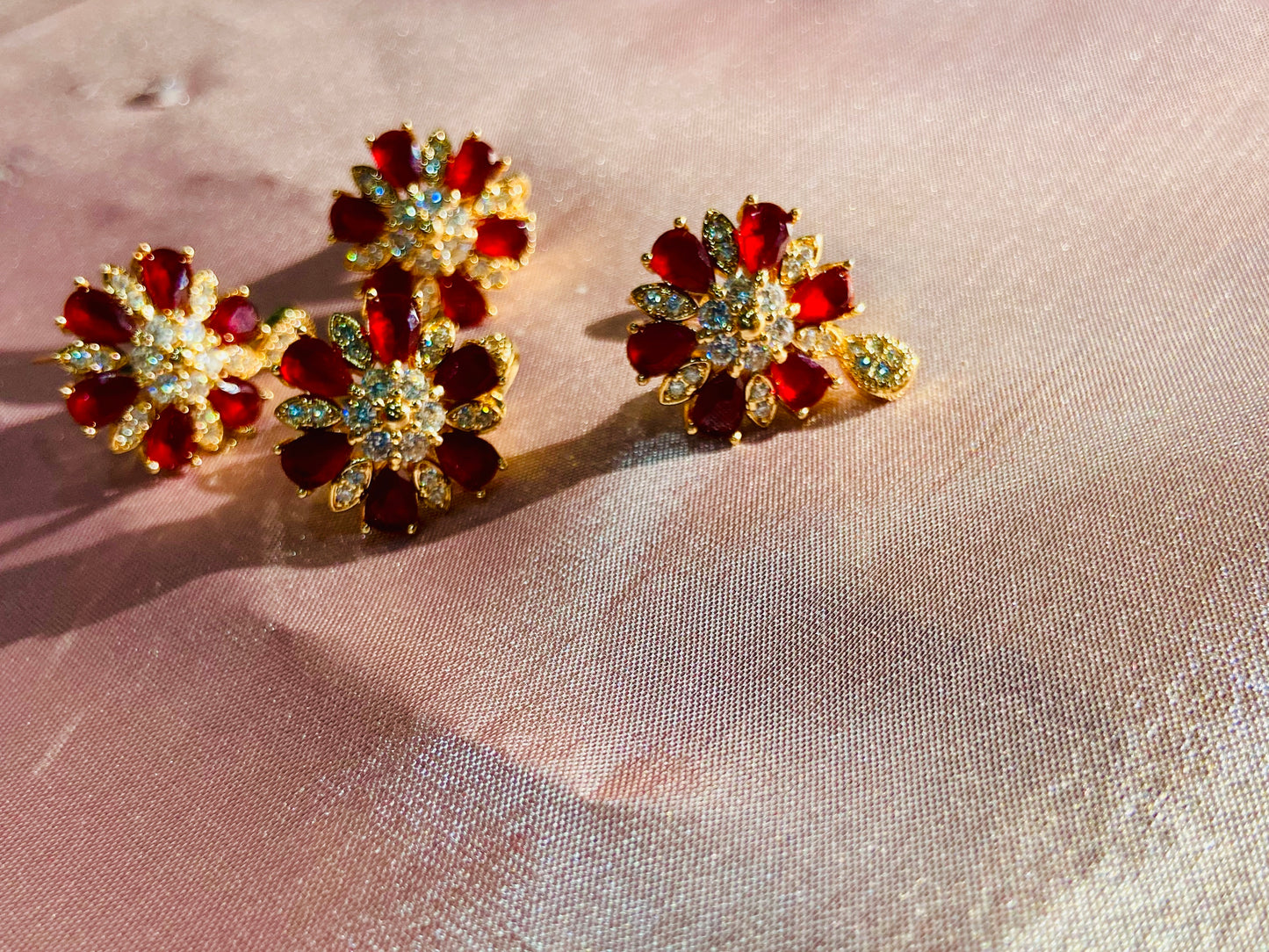 Imported Red Flower Fancy Earings – Elegant, Lightweight & Timeless! - Fairyfixofficial