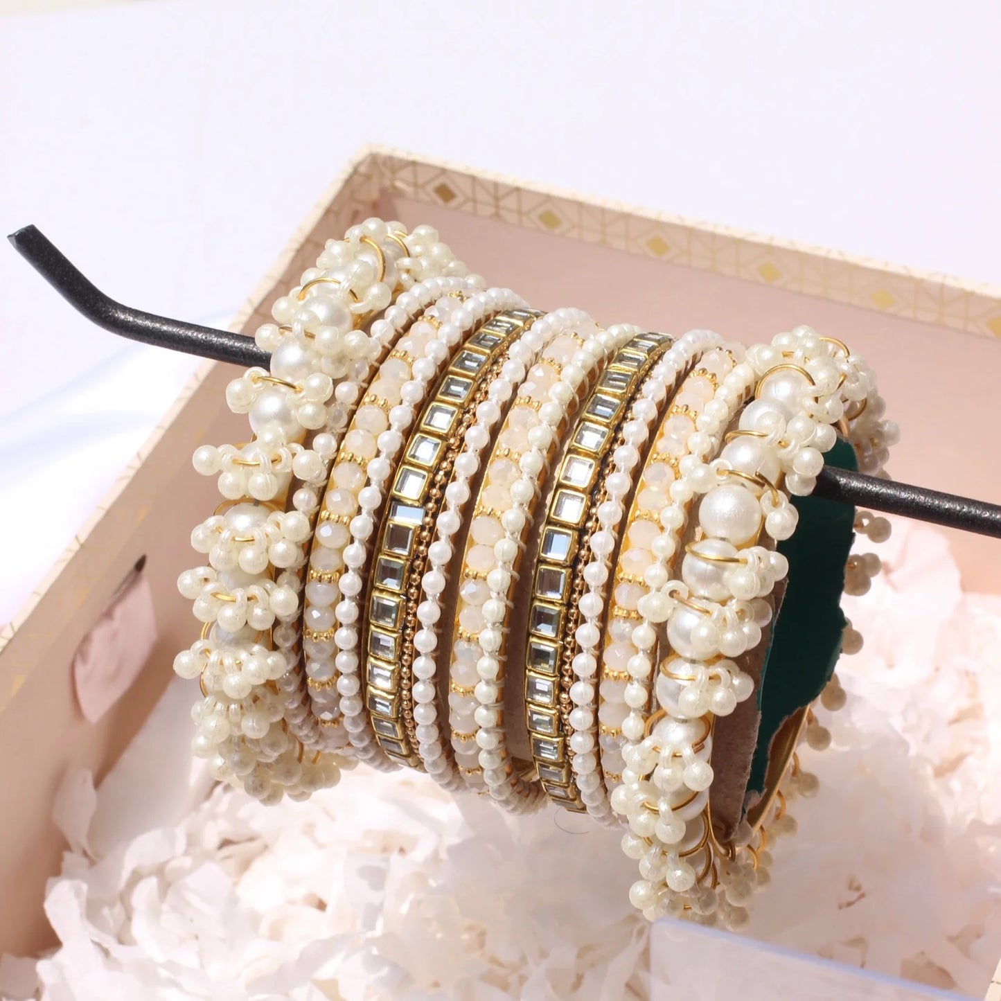 Premium Pearlé Bangle Set-2-Offwhite - Fairyfixofficial