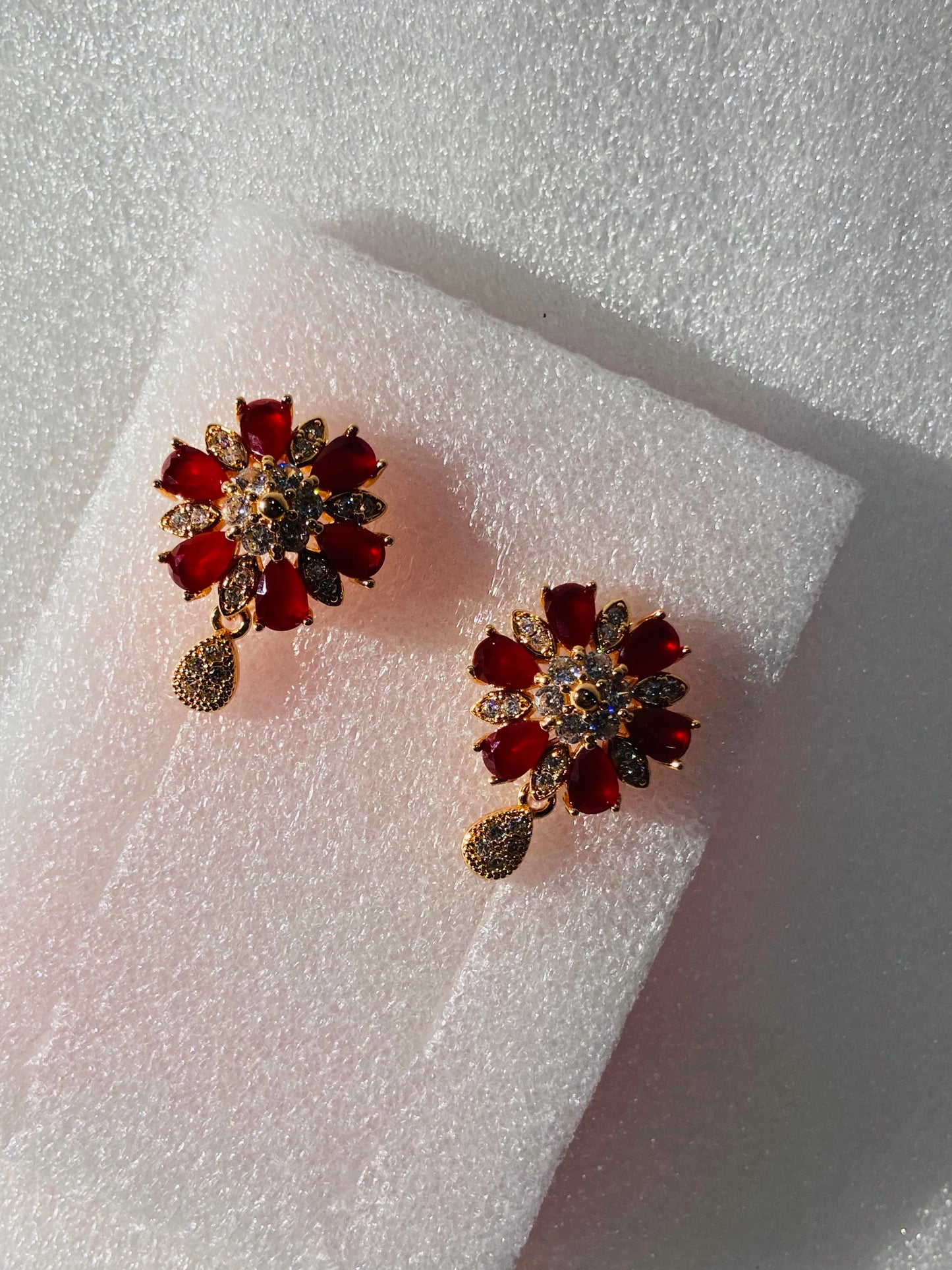 Imported Red Flower Fancy Earings – Elegant, Lightweight & Timeless! - Fairyfixofficial