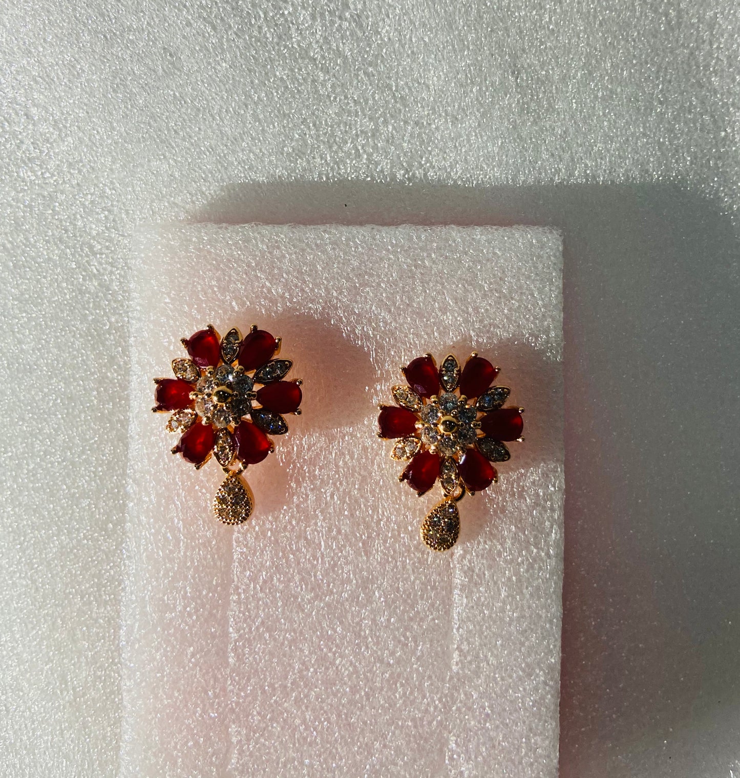 Imported Red Flower Fancy Earings – Elegant, Lightweight & Timeless! - Fairyfixofficial