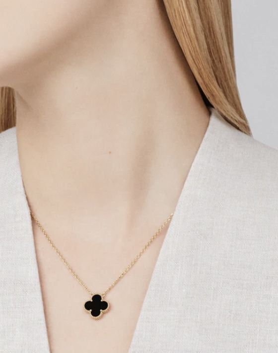 Van Cleef & Arpels Collier Vintage Alhambra Four Leaf Necklace & Earrings | Stainless Steel , Tarnish Free - Fairyfixofficial