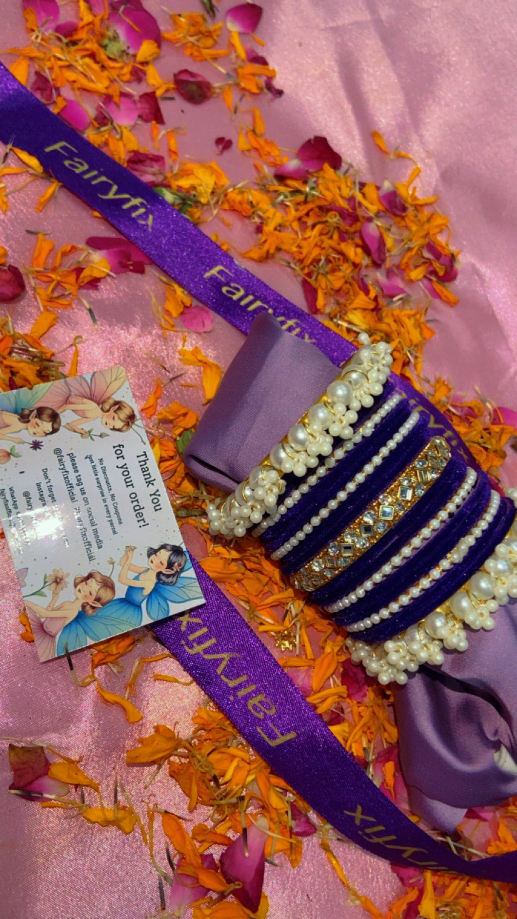 velvet Double square Karra gajra bangles choorian set - Fairyfixofficial