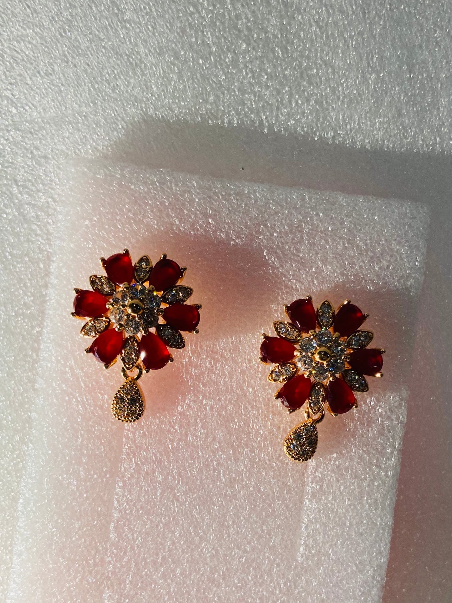 Imported Red Flower Fancy Earings – Elegant, Lightweight & Timeless! - Fairyfixofficial