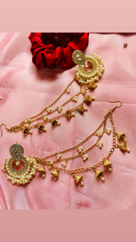 Antique Desi Jhumka with beautiful Saharay | Trendy Timeless Statement - Fairyfixofficial