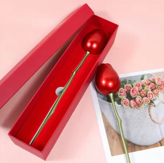 Red Rose Flower Ring Box in Metal - Fairyfixofficial