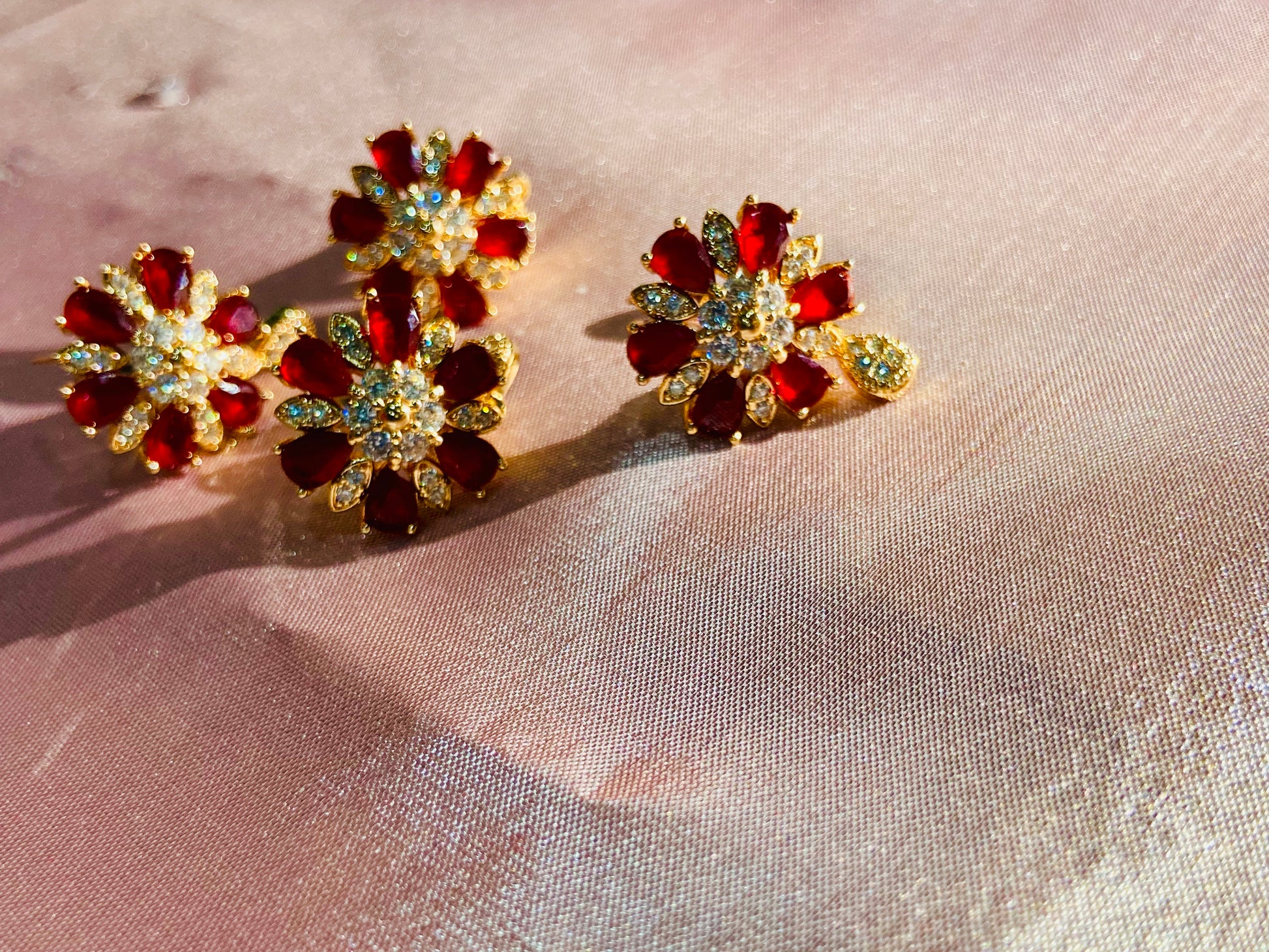 Imported Red Flower Fancy Earings – Elegant, Lightweight & Timeless! - Fairyfixofficial