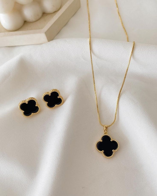 Van Cleef & Arpels Collier Vintage Alhambra Four Leaf Necklace & Earrings | Stainless Steel , Tarnish Free - Fairyfixofficial