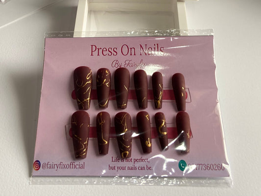 Premium Gold Pattern Korean Nails – Long-Lasting, Salon-Style Glam at Home - Fairyfixofficial