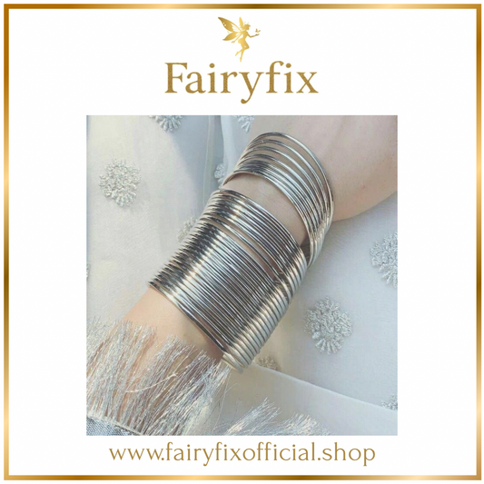 Plain Metal Silver Bangles choorian ✨|2 dozen🫶🏻 - Fairyfixofficial