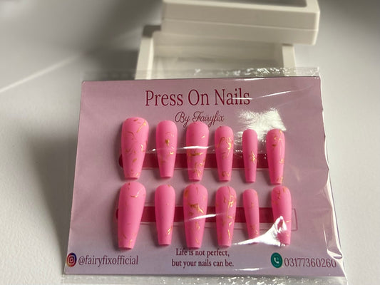 Premium Gold Pattern Korean Nails – Long-Lasting, Salon-Style Glam at Home - Fairyfixofficial