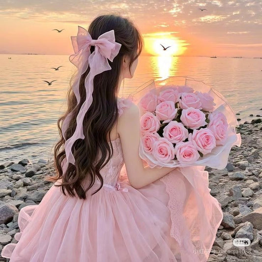 Big Shiny Bow Clips with Long Tails – Glam Hair Accessory for Girls & Teens - Fairyfixofficial