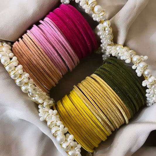 Velvet Bangles Set – 36 pcs with Free Gajra Style Kara ✨ - Fairyfixofficial