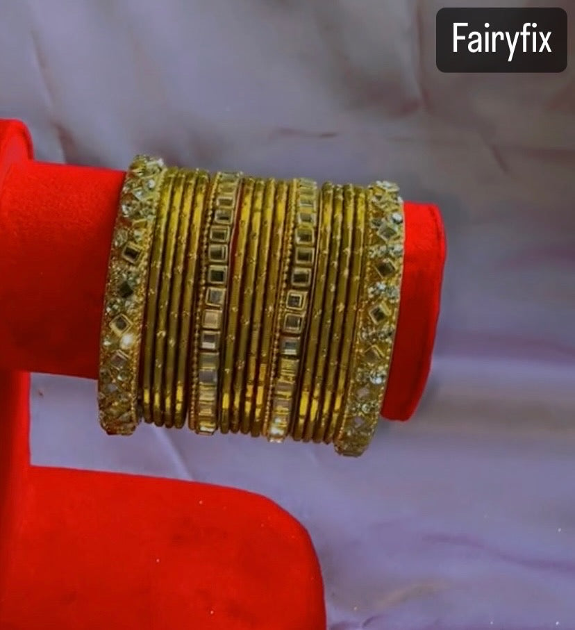Bangles choorian with Golden Kara✨| Two Dozen in each set🫶🏻 - Fairyfixofficial