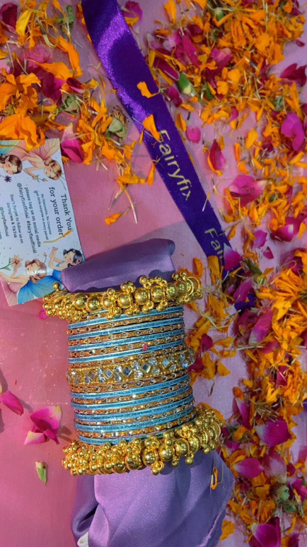 Aesthetic Bangles choorian with Golden Gajra Kara ✨| Two Dozen in each set🫶🏻 - Fairyfixofficial
