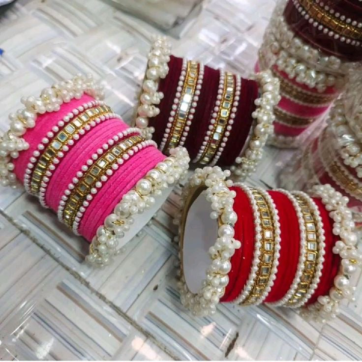 velvet Double square Karra gajra bangles choorian set - Fairyfixofficial