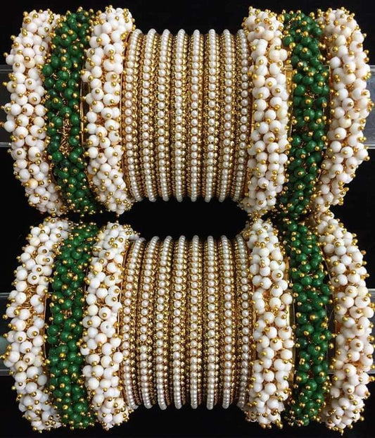 White Pearl Bangles choorian ✨| 1 Dozen in each set🫶🏻 | 6 Gajra kara - Fairyfixofficial