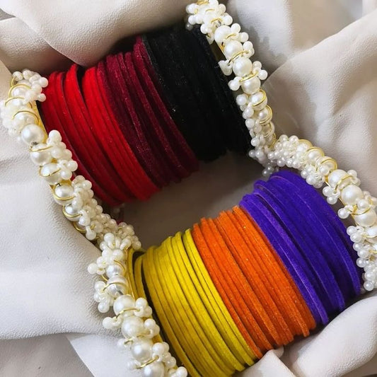 Velvet Bangles Set – 36 pcs with Free Gajra Style Kara ✨ - Fairyfixofficial