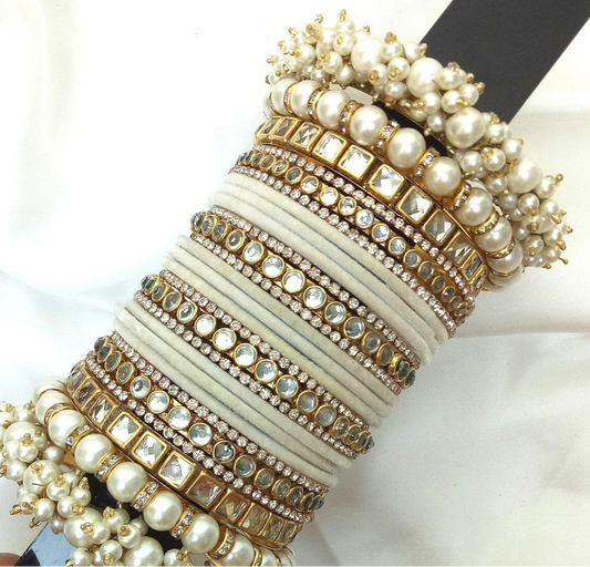 Elegant White Bangles Set ✨