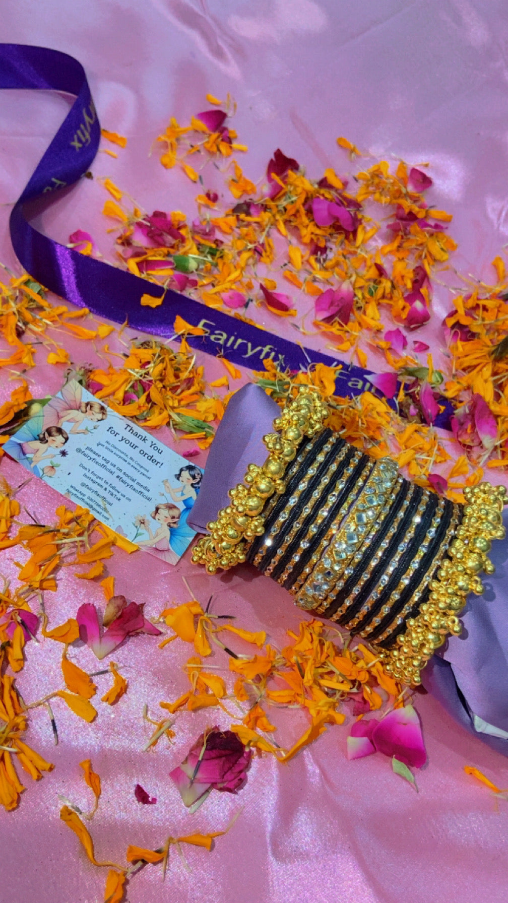 Aesthetic Bangles choorian with Golden Gajra Kara ✨| Two Dozen in each set🫶🏻 - Fairyfixofficial