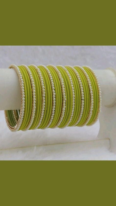 velvet Double square small white pearl Karra bangles choorian set - Fairyfixofficial