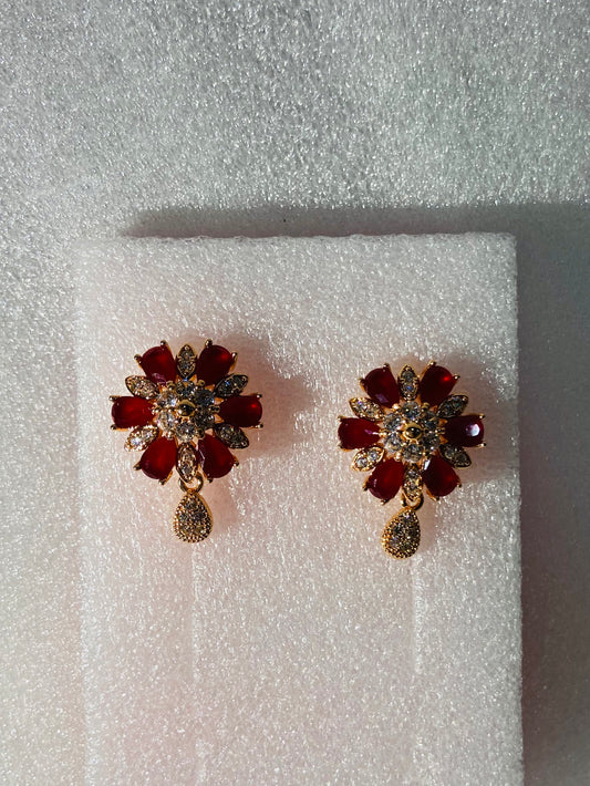 Imported Red Flower Fancy Earings – Elegant, Lightweight & Timeless! - Fairyfixofficial