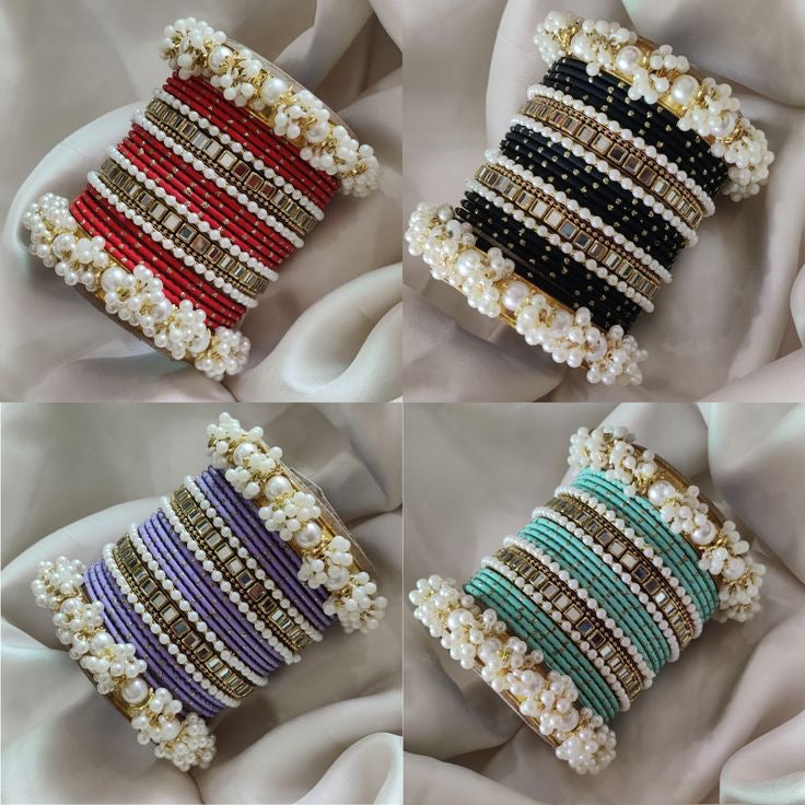 velvet Double square Karra gajra bangles choorian set - Fairyfixofficial