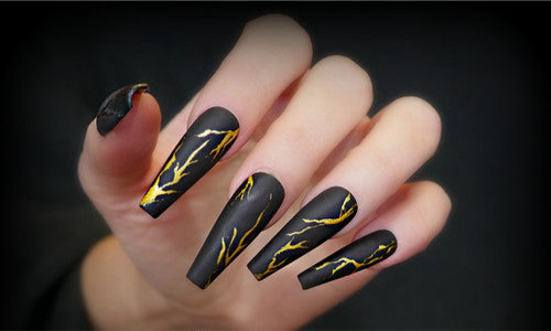 Premium Gold Pattern Korean Nails – Long-Lasting, Salon-Style Glam at Home - Fairyfixofficial