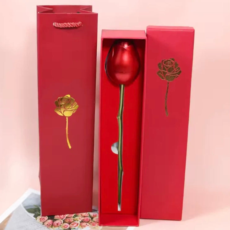 Red Rose Flower Ring Box in Metal - Fairyfixofficial