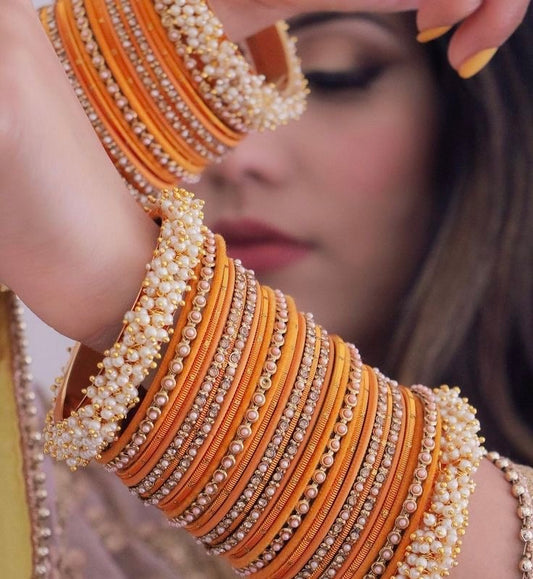 Velvet Bangles choorian with gajra kara✨| Two Dozen in each set🫶🏻 - Fairyfixofficial