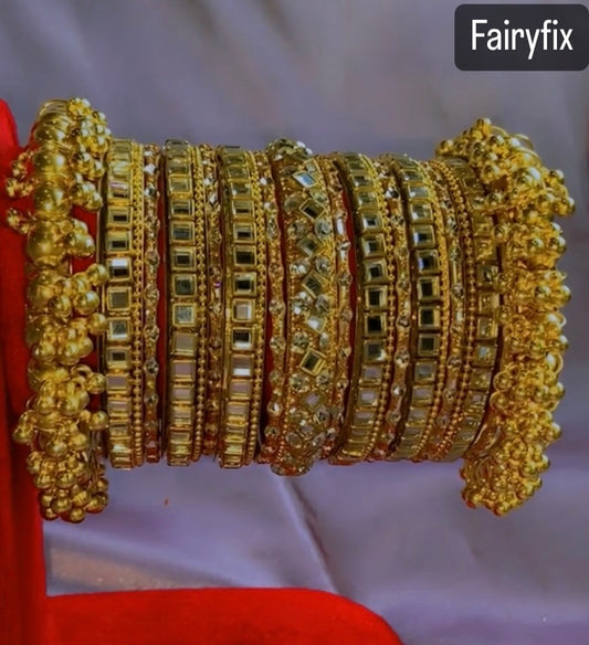 Bridal Zari Bangles choorian with Golden Gajra Karay✨| - Fairyfixofficial