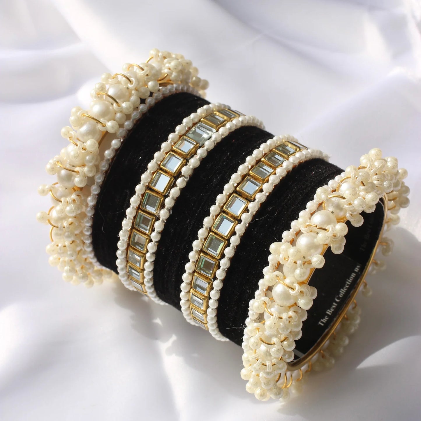 Kundan myjesty Bangle Set - Black - Fairyfixofficial