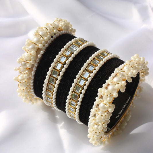 Kundan myjesty Bangle Set - Black - Fairyfixofficial